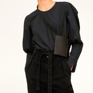 Zara Blouse Puff Shoulder Sheer Long Sleeve Black Size Small